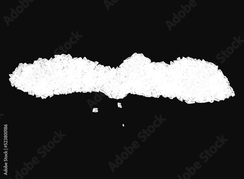 A scattering of crystals of sugar or salt. Realistic vector illustration isolated on transparent background.