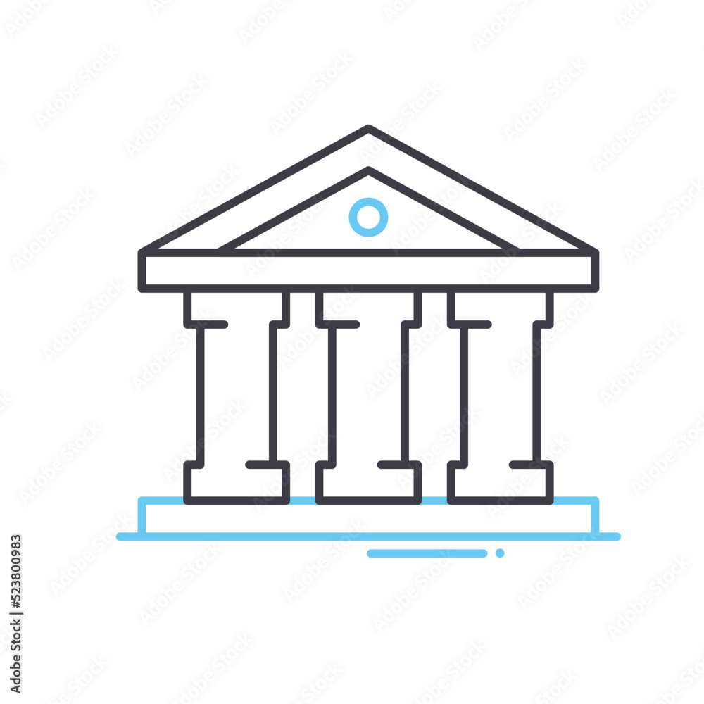 museum building line icon, outline symbol, vector illustration, concept sign museum building line icon, outline symbol, vector illustration, concept sign