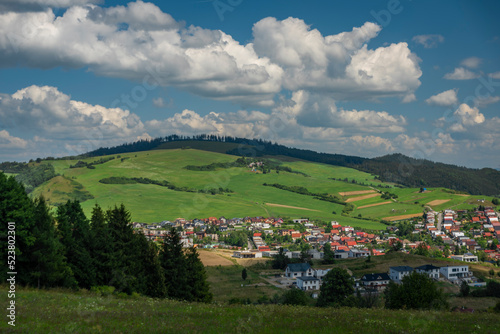 Tvrdosin town from hill in summer hot color day photo