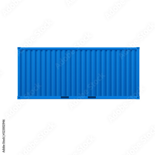 Realistic Detailed 3d Shipping Cargo Container Blue. Vector