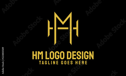 luxury hm or mh initial logo template.