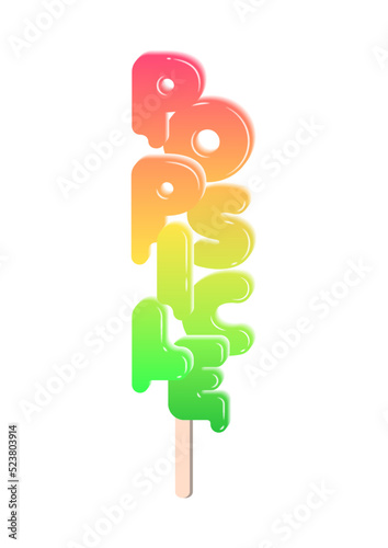 Fruit popsicle stick made of letters. Typography design vector illustrataion.