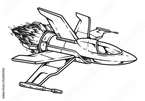 Space shuttle sketch monochrome vintage