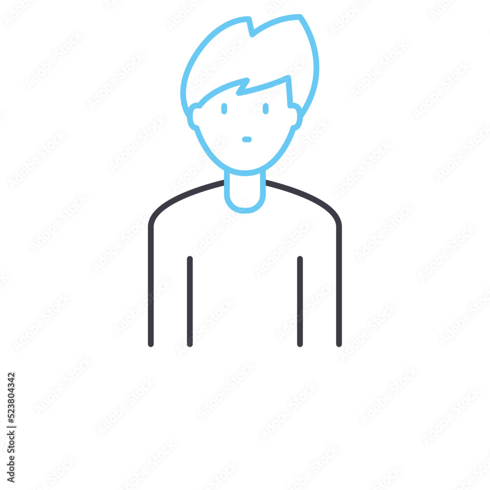 young boy avatar line icon, outline symbol, vector illustration, concept sign