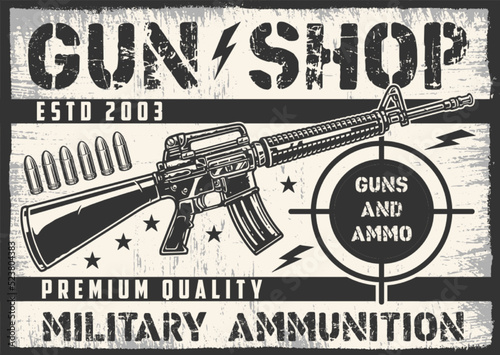 Gun shop vintage logotype monochrome