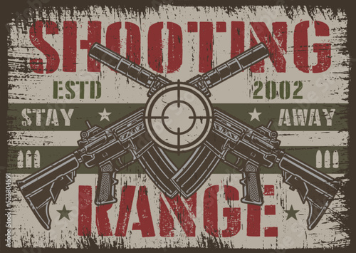 Shooting range poster vintage colorful