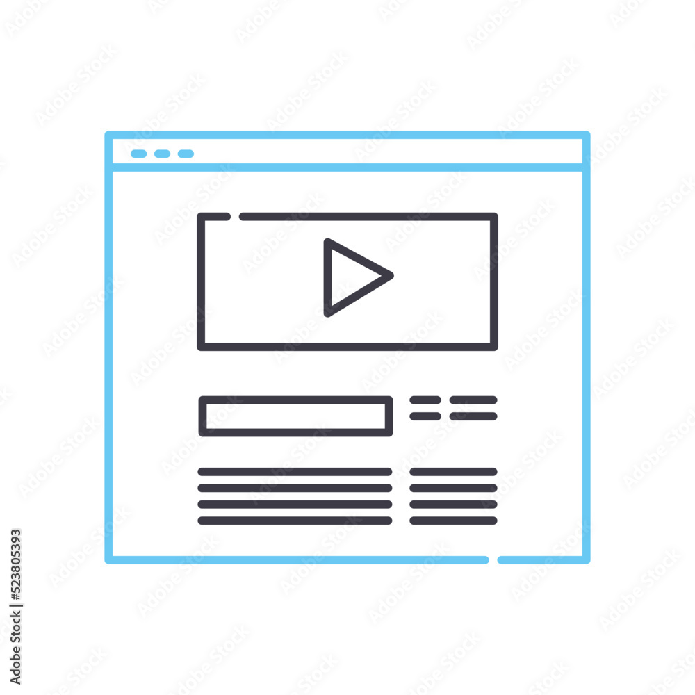 video hosting service line icon, outline symbol, vector illustration, concept sign video hosting service line icon, outline symbol, vector illustration, concept sign