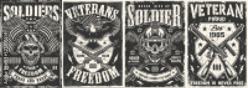 Soldier fortune set monochrome flyers
