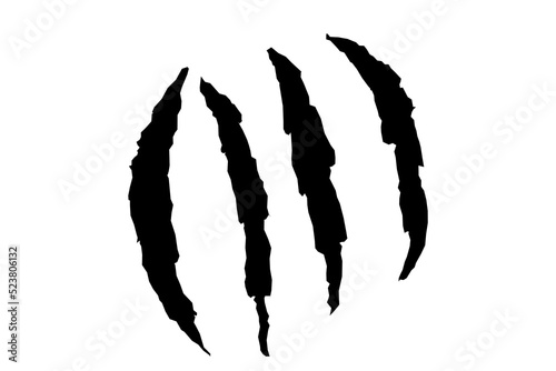 Claw scratches. Black animals claw scratch. Grunge scratches claws. Wild animals concept. Vector illustration on white background.