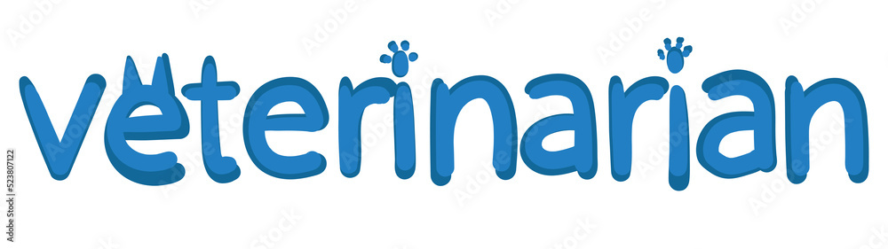 Blue veterinarian lettering. Logo for a veterinary clinic. Blue veterinarian lettering. Logo for a veterinary clinic.
