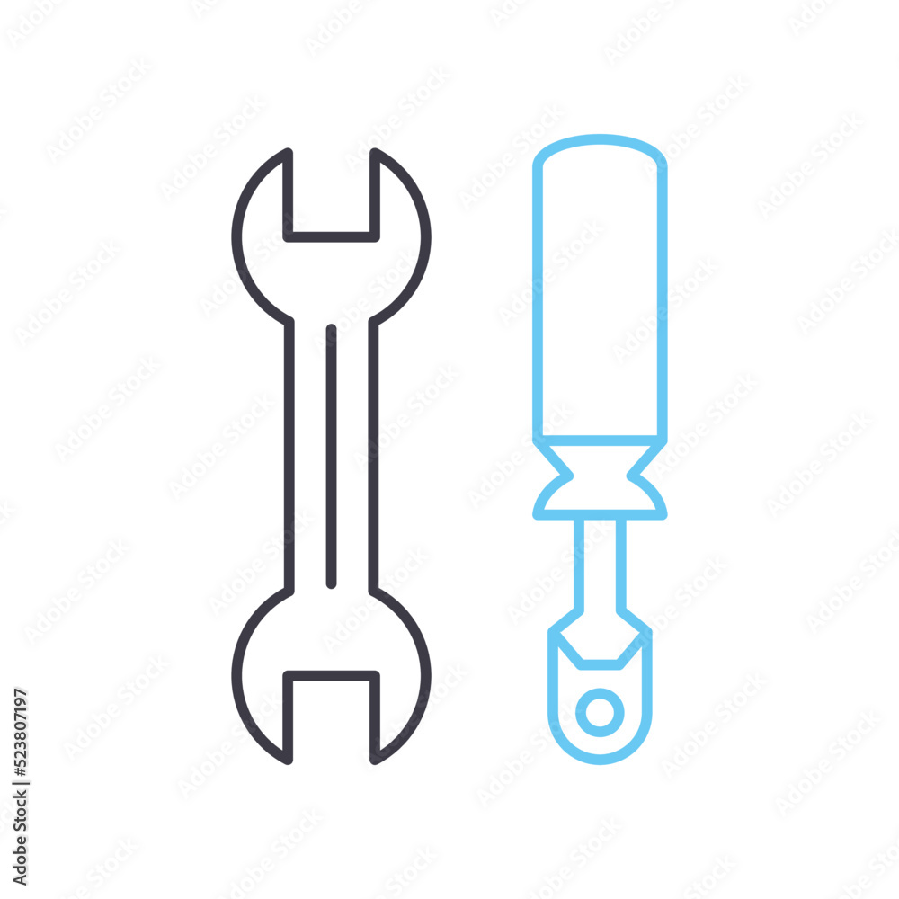 wrench line icon, outline symbol, vector illustration, concept sign wrench line icon, outline symbol, vector illustration, concept sign