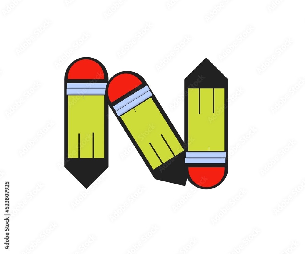 UNIQUE PENCIL SYMBOL. PENCIL SYMBOL FOR THE LETTER N UNIQUE PENCIL SYMBOL. PENCIL SYMBOL FOR THE LETTER N