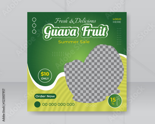 Guava social media template design and promotional instagram post