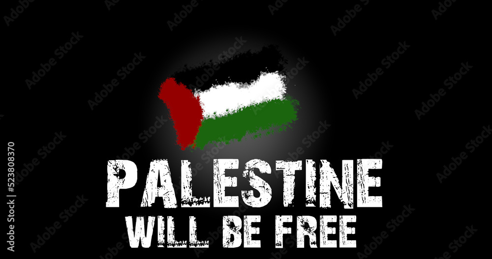 palestine will be free text and wallpaper with palestine national flag