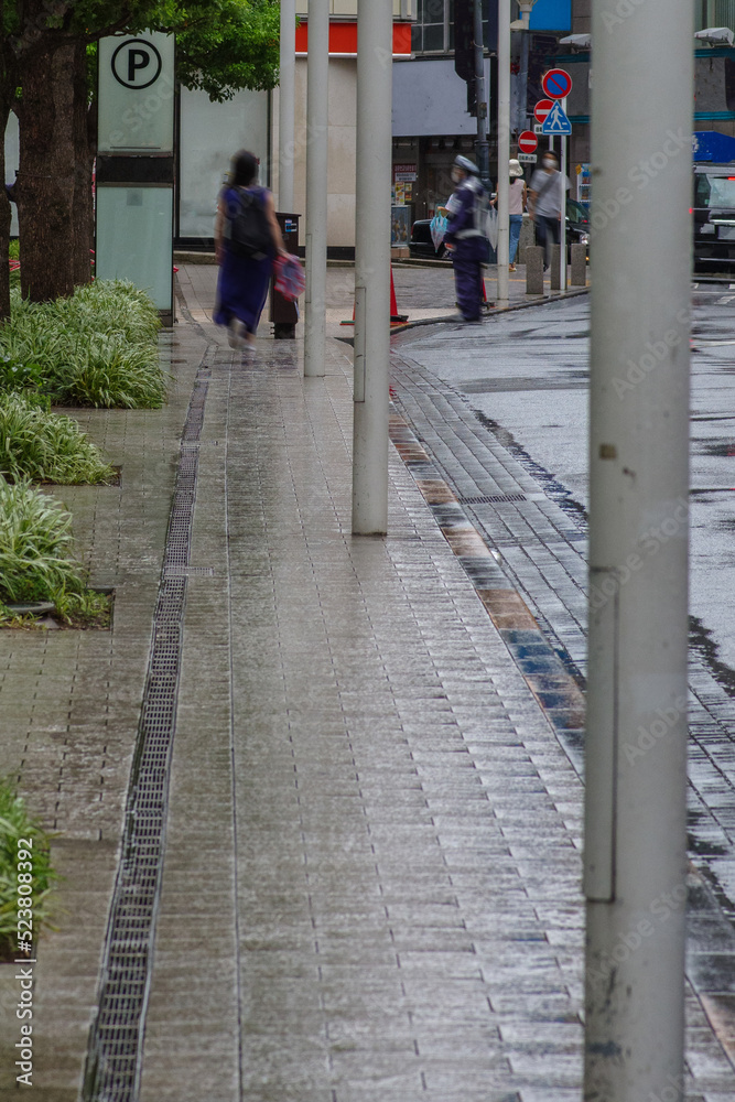 東京港区赤坂5丁目の雨の風景