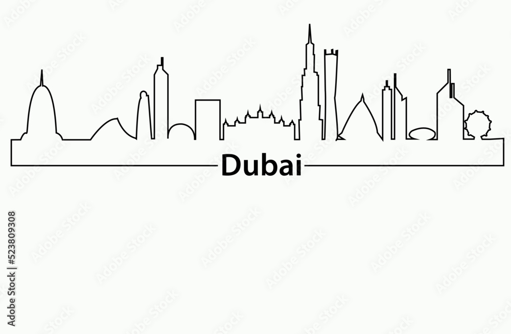 city skyline of Dubai outline