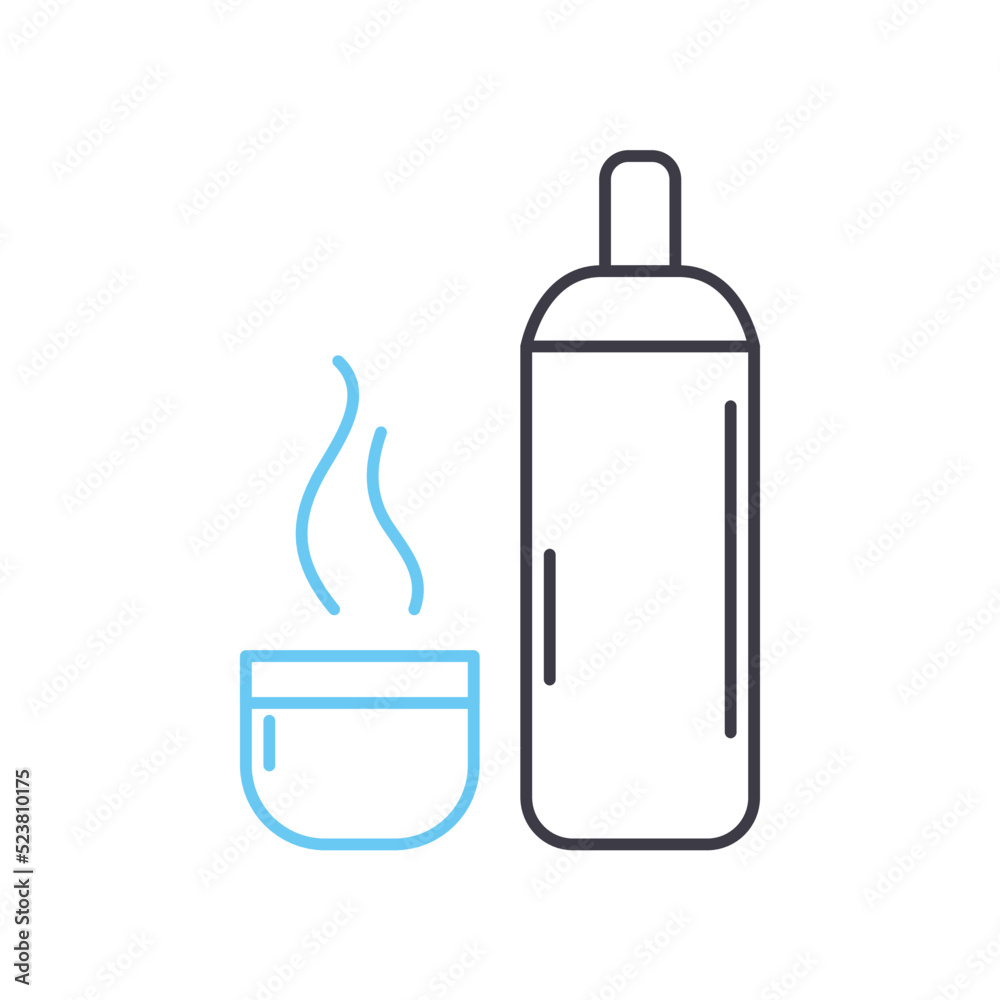 thermos with hot drink line icon, outline symbol, vector illustration, concept sign thermos with hot drink line icon, outline symbol, vector illustration, concept sign