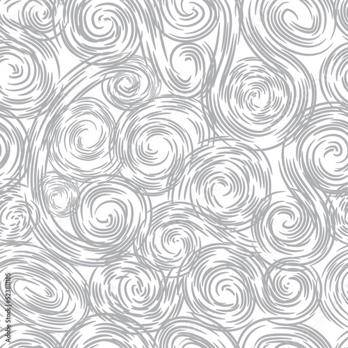 Artistic seamless pattern with drawn swil lines. Abstract organic shape repeatable texture. Loop line background. © Terriana