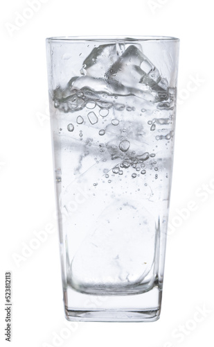 glass with ice and water isolated on white background clipping path