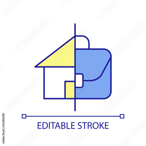 Hybrid working schedule RGB color icon. In office and home work. Life and work balance. Business. Isolated vector illustration. Simple filled line drawing. Editable stroke. Arial font used