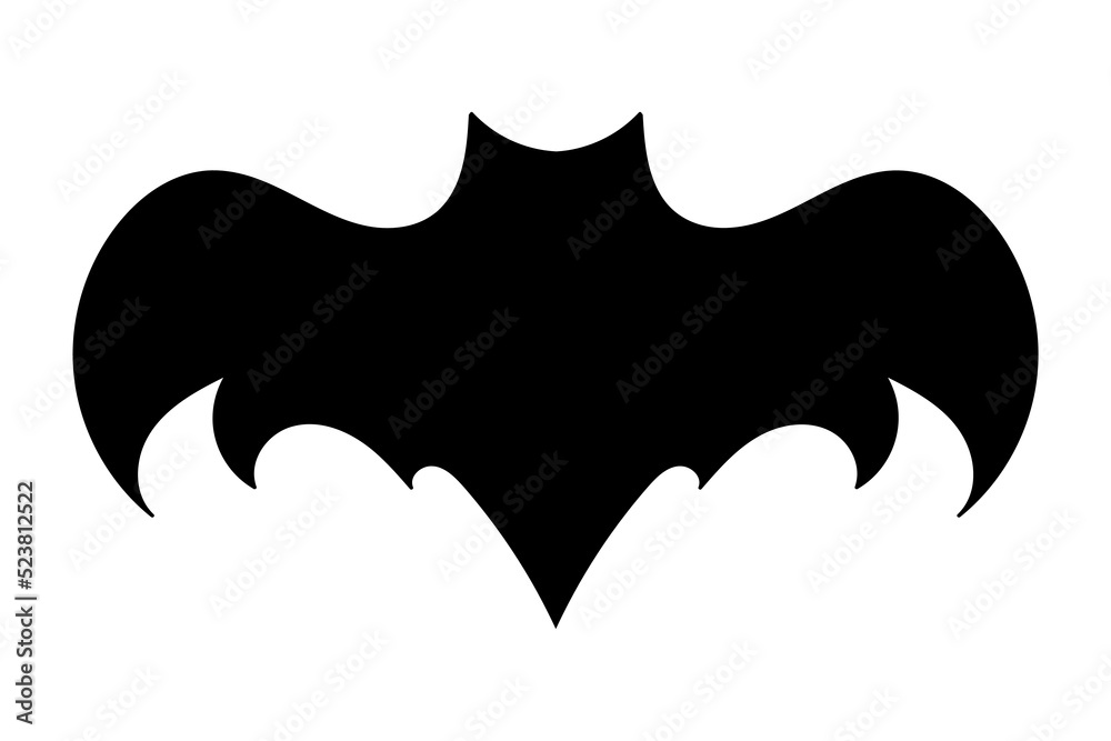 Bat icon. Black flat silhouette of bat. Vector illustration isolated on white background. Bat icon. Black flat silhouette of bat. Vector illustration isolated on white background.