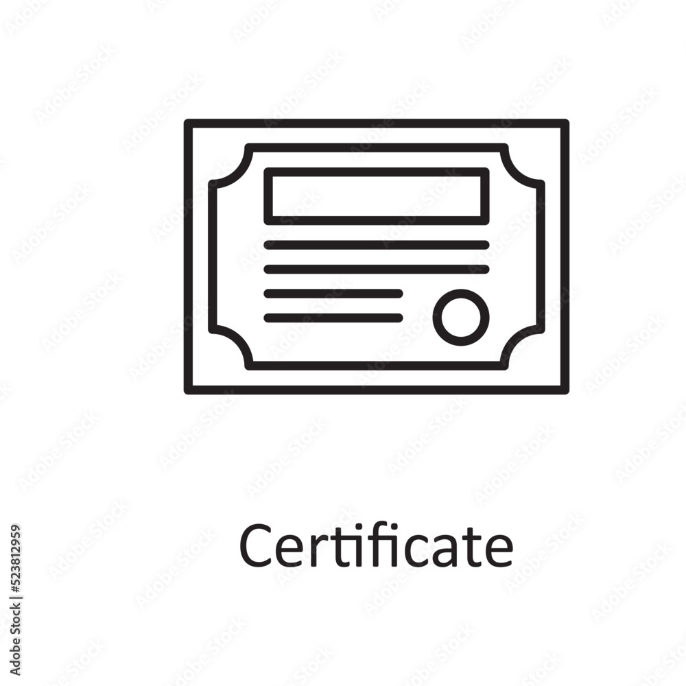 Certificate vector outline Icon Design illustration. Sports And Awards Symbol on White background EPS 10 File Certificate vector outline Icon Design illustration. Sports And Awards Symbol on White background EPS 10 File
