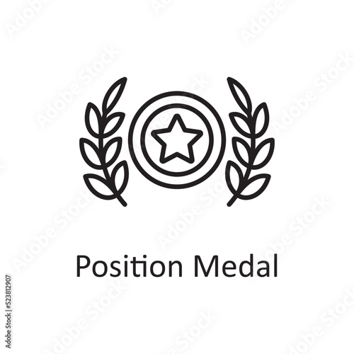 Position Medal vector outline Icon Design illustration. Sports And Awards Symbol on White background EPS 10 File