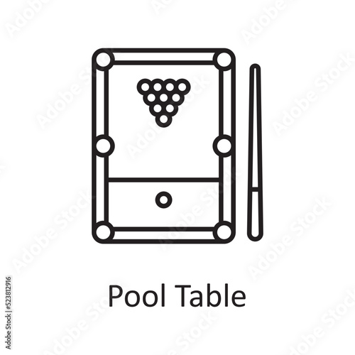Pool Table vector outline Icon Design illustration. Sports And Awards Symbol on White background EPS 10 File
