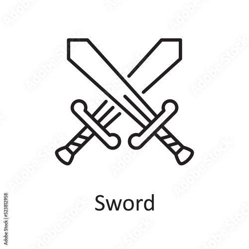 Sword vector outline Icon Design illustration. Sports And Awards Symbol on White background EPS 10 File