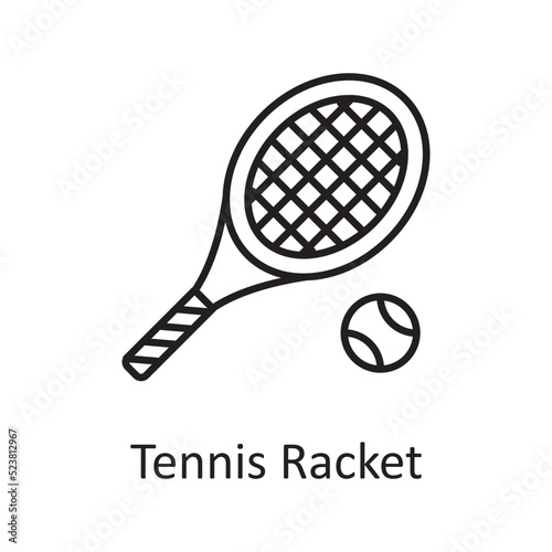 Tennis Racket vector outline Icon Design illustration. Sports And Awards Symbol on White background EPS 10 File