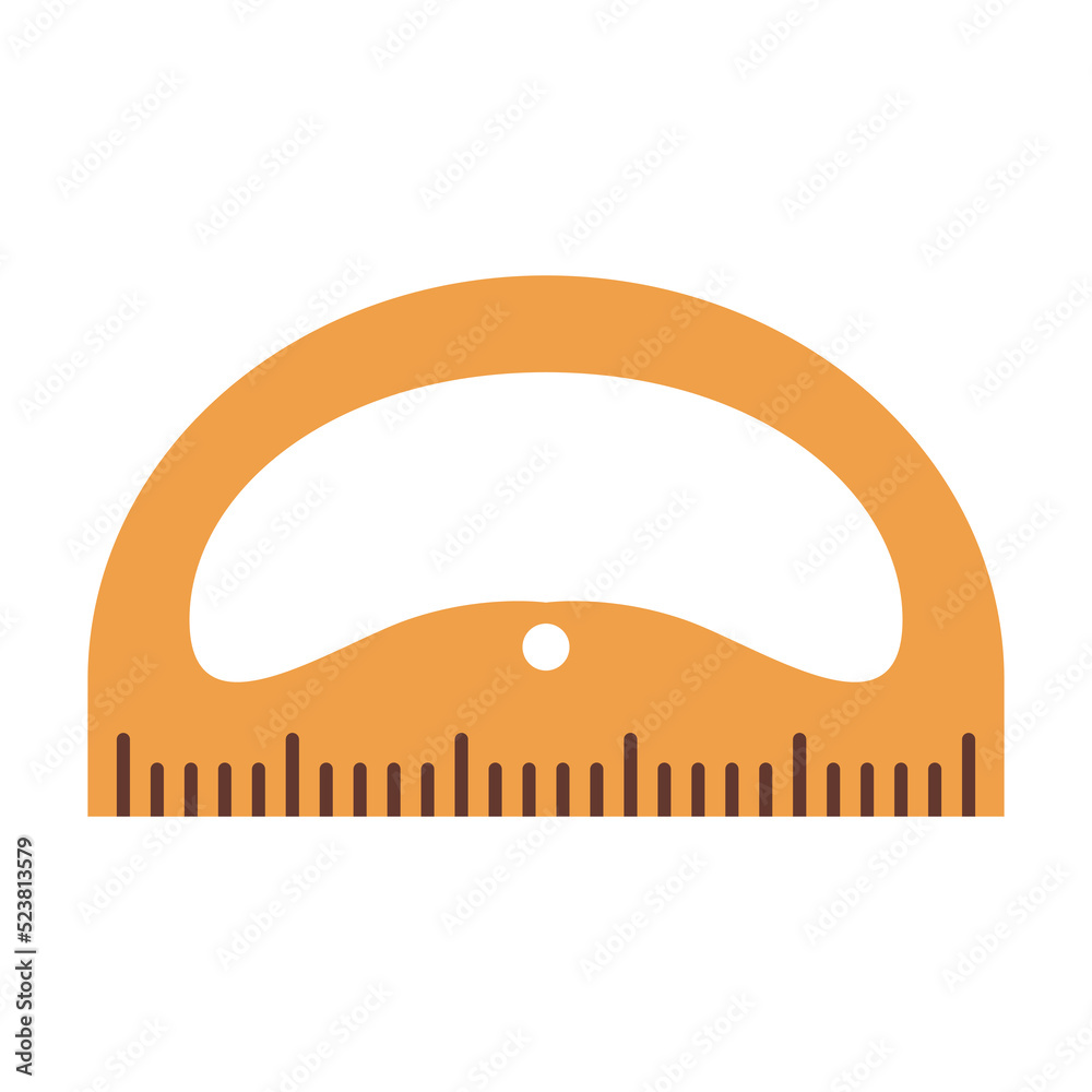 Wooden protractor ruler. Tilt angle meter. Vector flat illustration