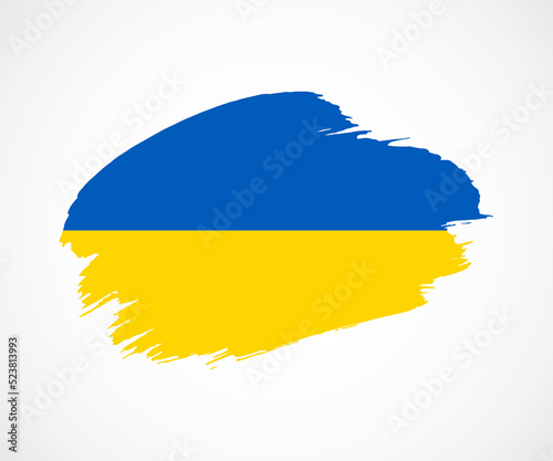 Abstract creative painted grunge brush flag of Ukraine country with background