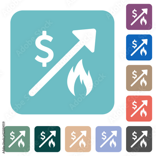 Rising gas energy american dollar prices rounded square flat icons photo