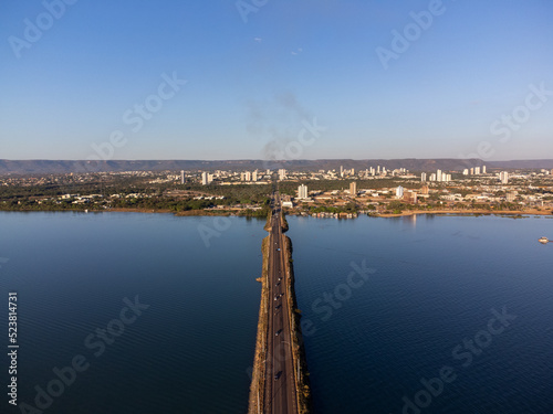 Long bridge over large lake of Rio Tocantins in Palmas photo