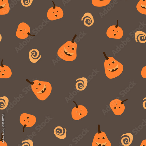 Seamless pattern with Halloween pumpkins