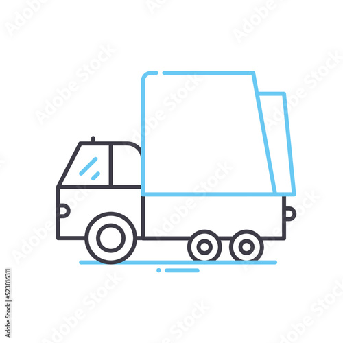 garbage truck line icon, outline symbol, vector illustration, concept sign