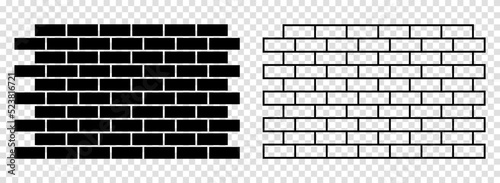 Bricks icons set. Trendy flat and line art style. Vector illustration isolated on transparent background photo