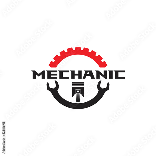 gear and wrench mechanic logo icon vector