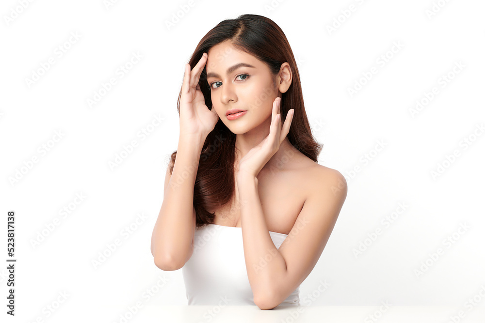 Beautiful young asian woman with clean fresh skin on white background, Face care, Facial treatment, Cosmetology, beauty and spa, Asian women portrait. Beautiful young asian woman with clean fresh skin on white background, Face care, Facial treatment, Cosmetology, beauty and spa, Asian women portrait.