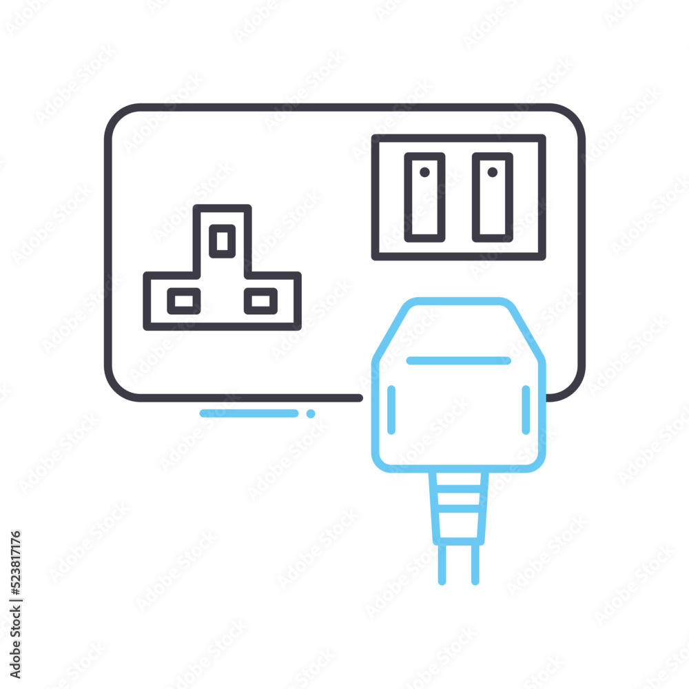 plug line icon, outline symbol, vector illustration, concept sign