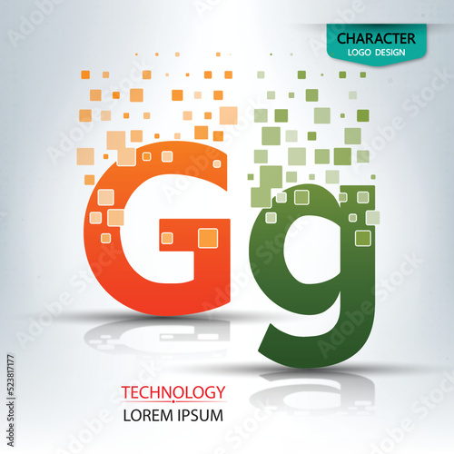 The letter G, character digital technology logo design vector