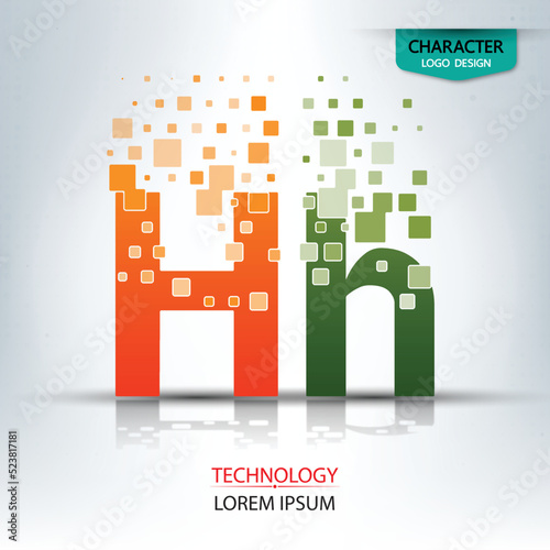 The letter H, character digital technology logo design vector