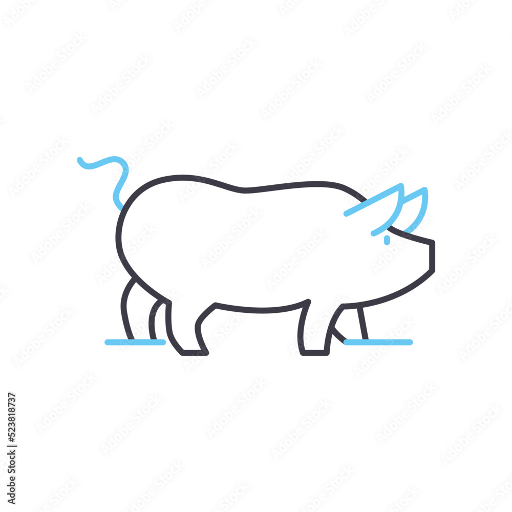 pig line icon, outline symbol, vector illustration, concept sign pig line icon, outline symbol, vector illustration, concept sign