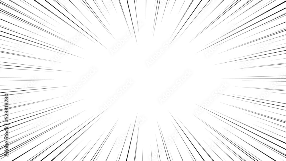 Naklejka premium 黒色の漫画風の集中線のベクターイラスト