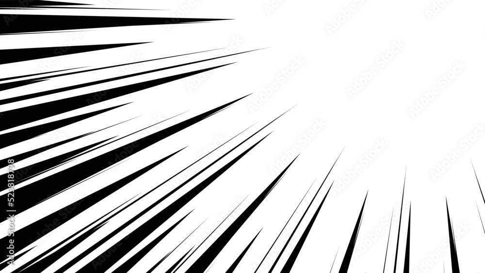 Obraz premium 黒色の漫画風の集中線のベクターイラスト