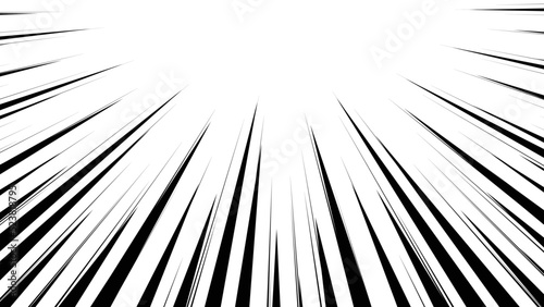 黒色の漫画風の集中線のベクターイラスト