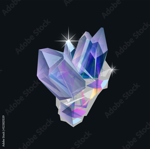 mineral quartz on blue background
