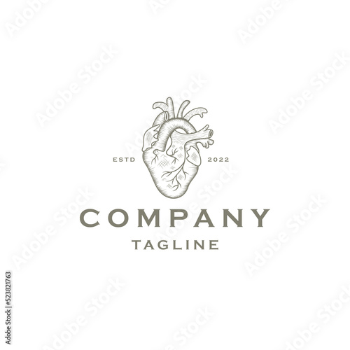 Human heart logo icon design template flat vector illustration 