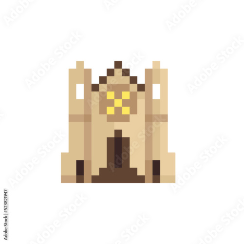 Synagogue building pixel art icon. Isolated vector illustration. Game assets 8-bit sprite. Design stickers, logo, mobile app.