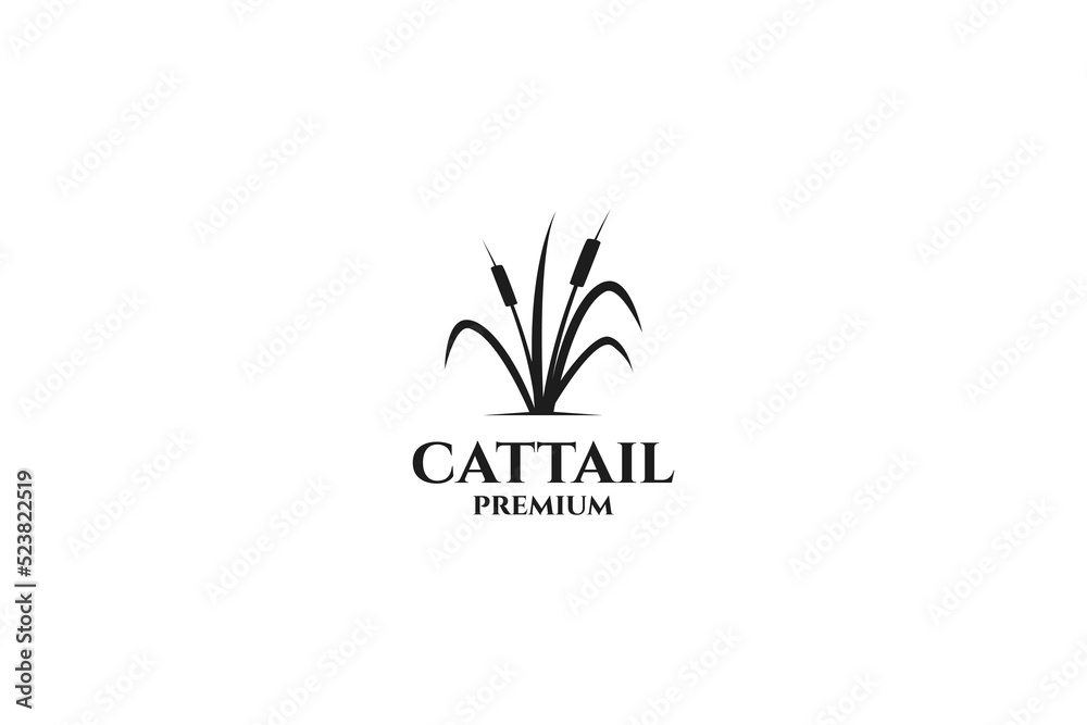 Obraz premium Flat cattail grass logo design vector illustration idea